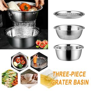 Stainless steel colander/Grater 26cm 3 in 1