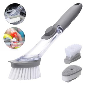 2 in 1 kitchen cleaning brush with long handle