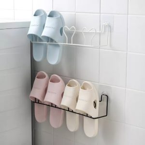 2 pair wall mounted none drill slipper rack
