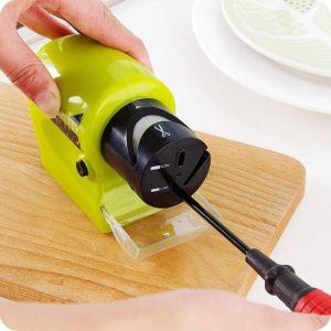 Kitchen electric motorized knife sharpener with 4 AA batteries