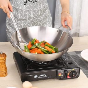 Thinkened heavy gauge two sides handle aluminium wok pan 36cm