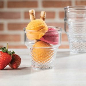 Set of 3 minicornet ice cream glass, without sharp edges sturdy ice cream glass cup