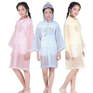 DOT printing poncho EVA water proof raincoat for teenager and older kids, dotted rain coats.