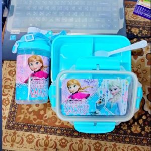 Combo cartoon themed without cup kids snack box and water bottle, 2 in 1 snack box and water bottle for kids