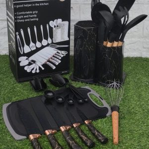 25pcs silicone kitchenware Knife set with chopping board
