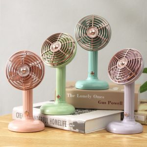 Retro handheld desktop gold fan