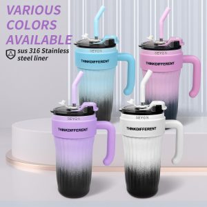 2 colour thermo flask with straw
