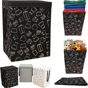 Pattern Laundry basket black and grey