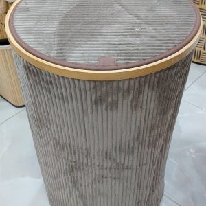 Round soft wooden laundry organiser